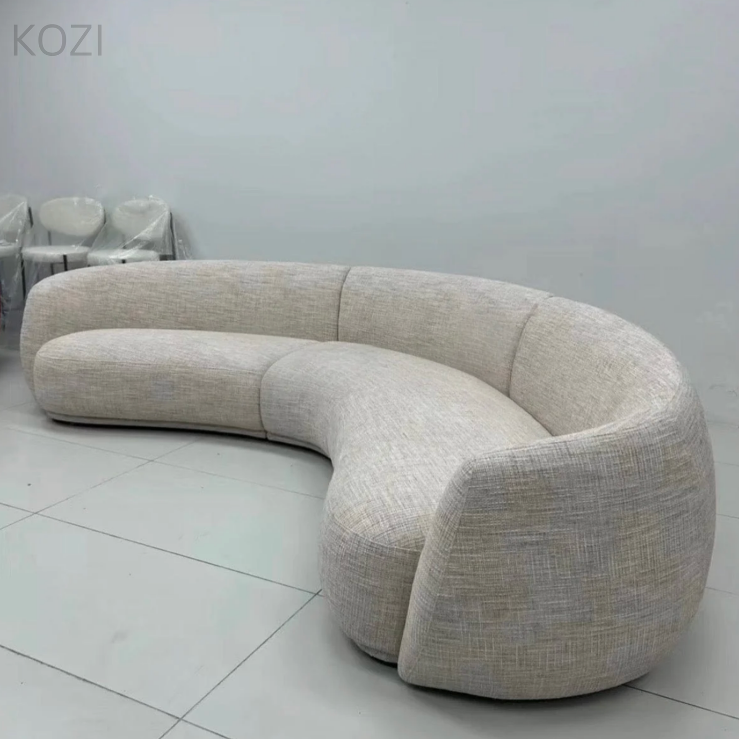 Celeste Performance Boucle Sectional Curve Sofa