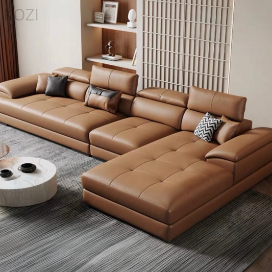 NOREN Sectional Genuine Leather Sofa
