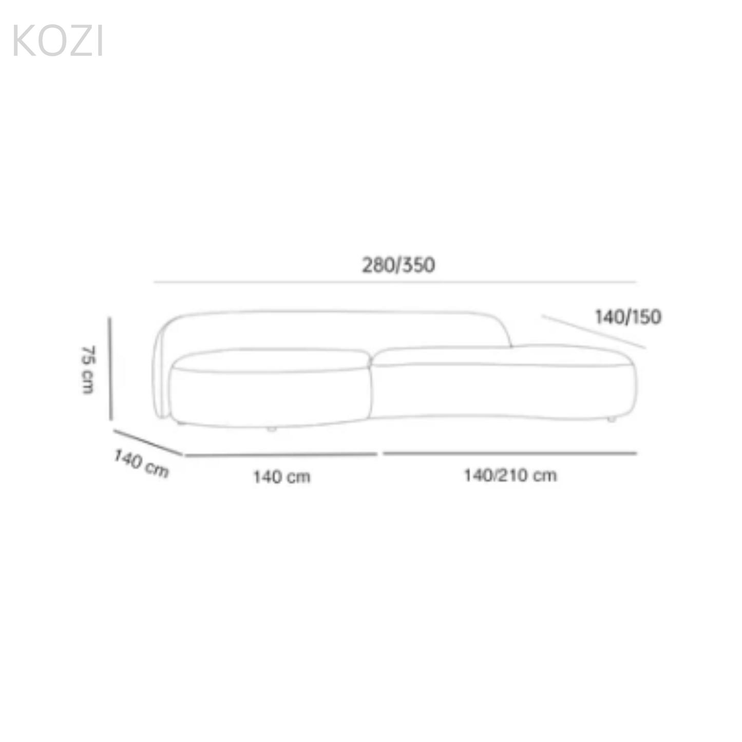 Aaliyah Scratch Resistant Leather Curve Sofa