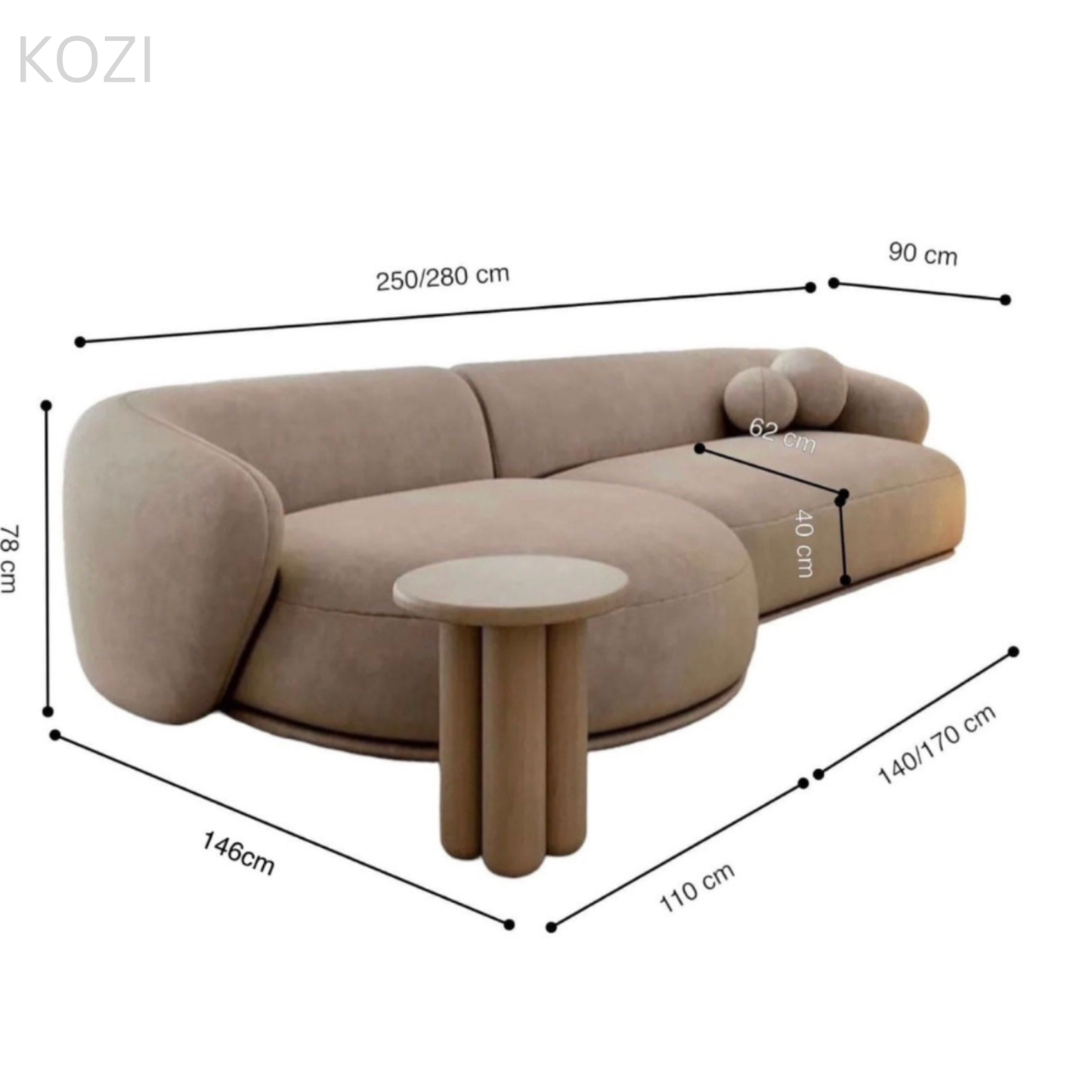 Kira Sectional Curve Sofa