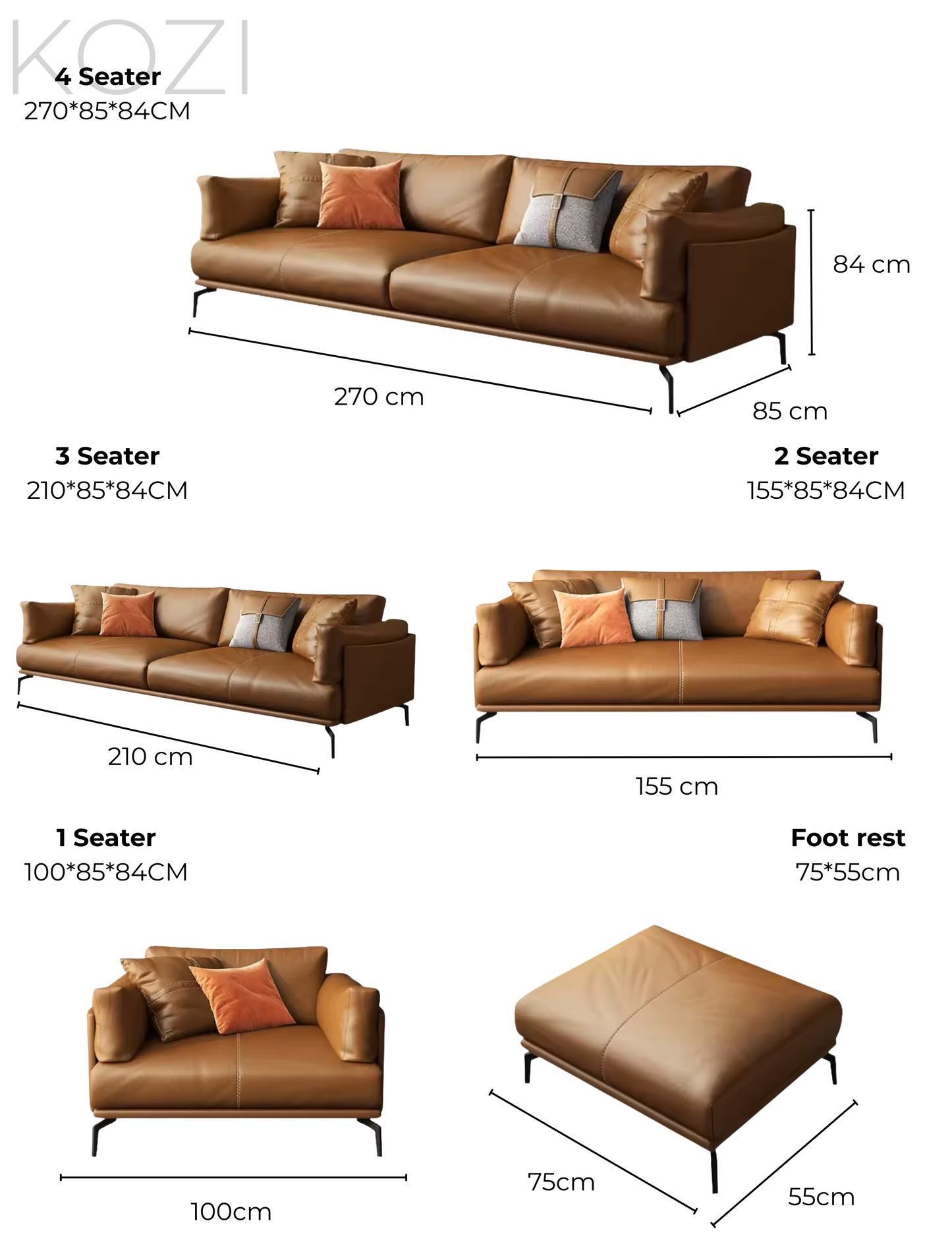 Positano Genuine Leather Sofa