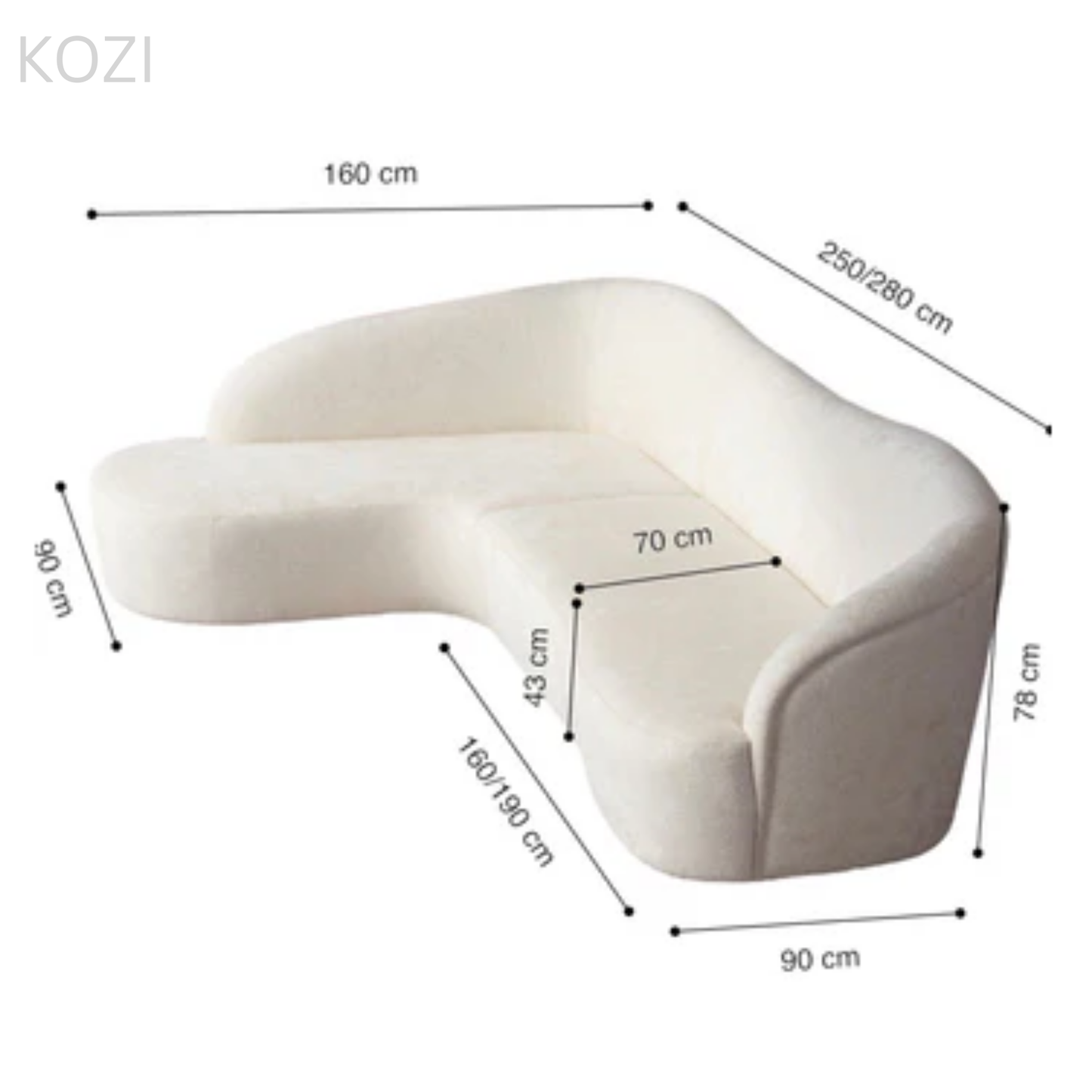 Alan Sectional Boucle Curve Sofa