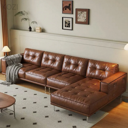 Monty Sectional L-shaped Leather Sofa