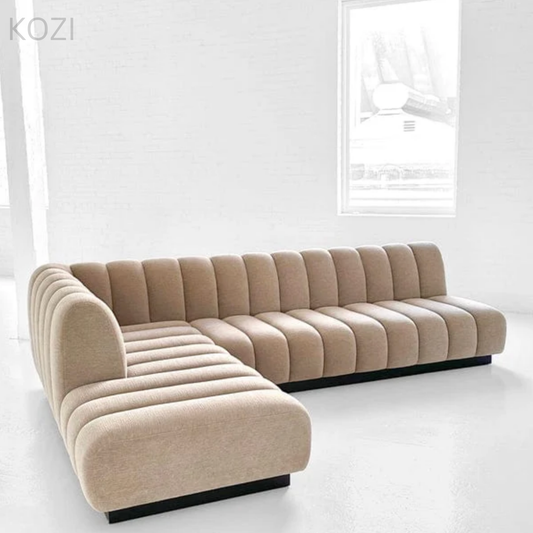 Caspian Scratch Resistant Sectional Sofa with Channel Tufting