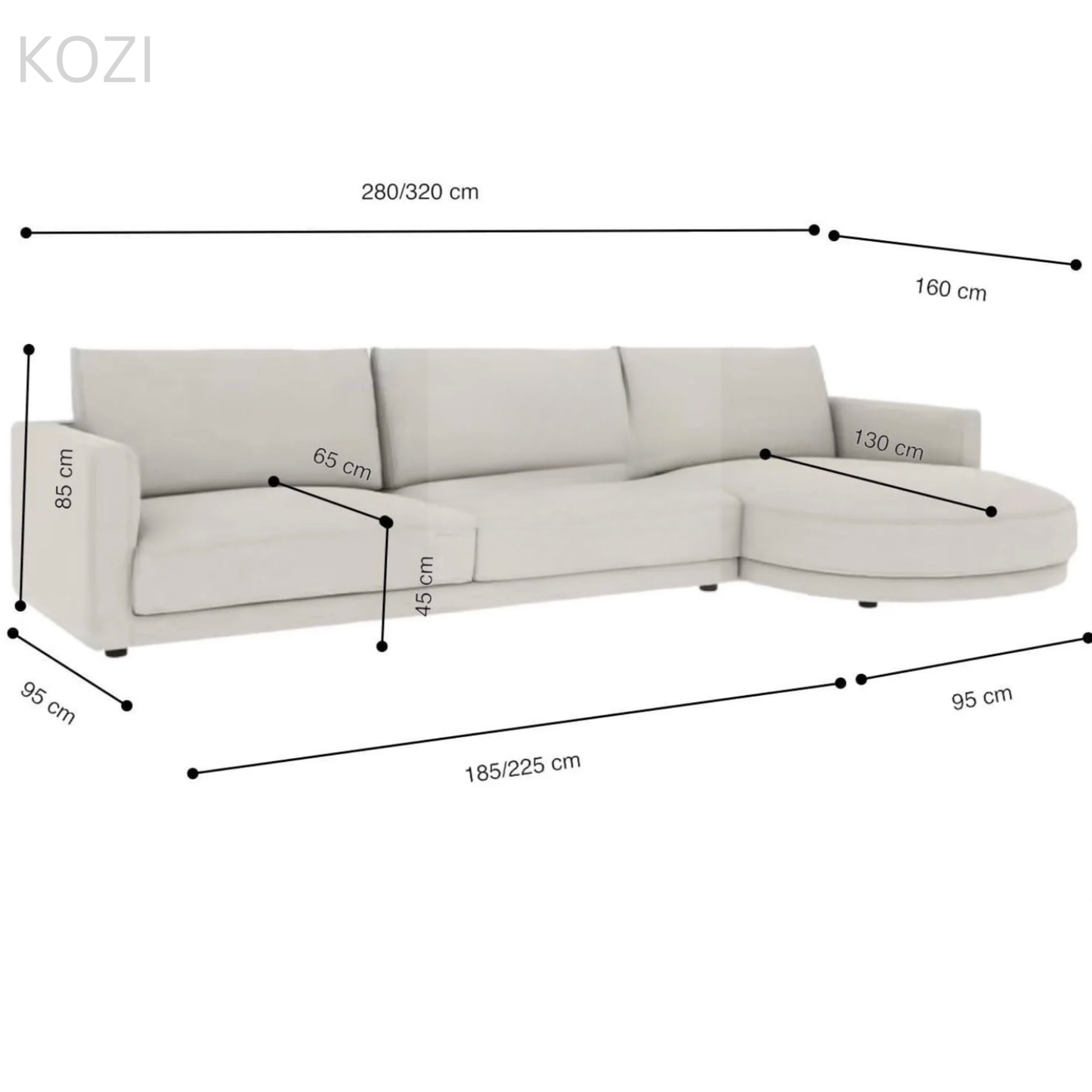 Allison Sectional Round Chaise Sofa
