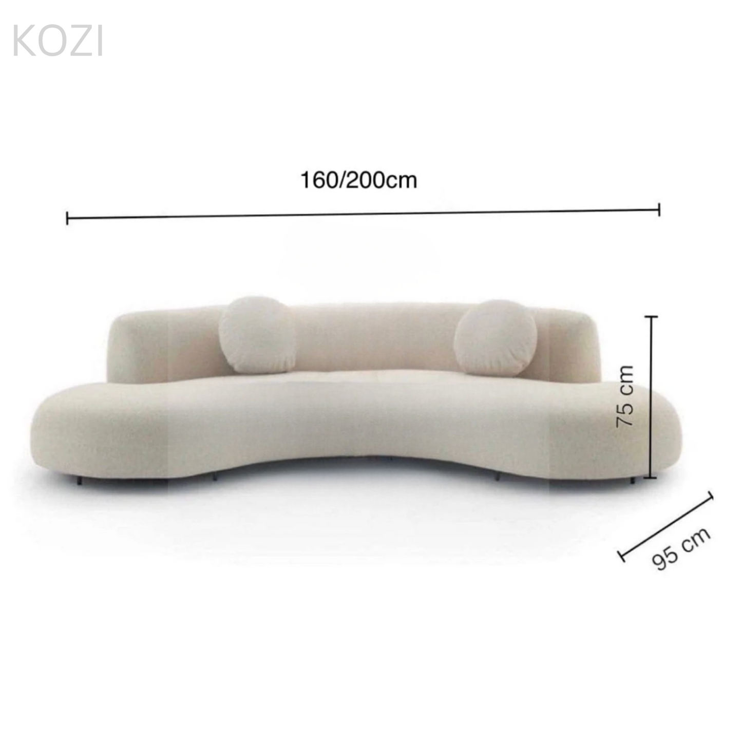 SELYRA Performance Boucle Curve Sofa
