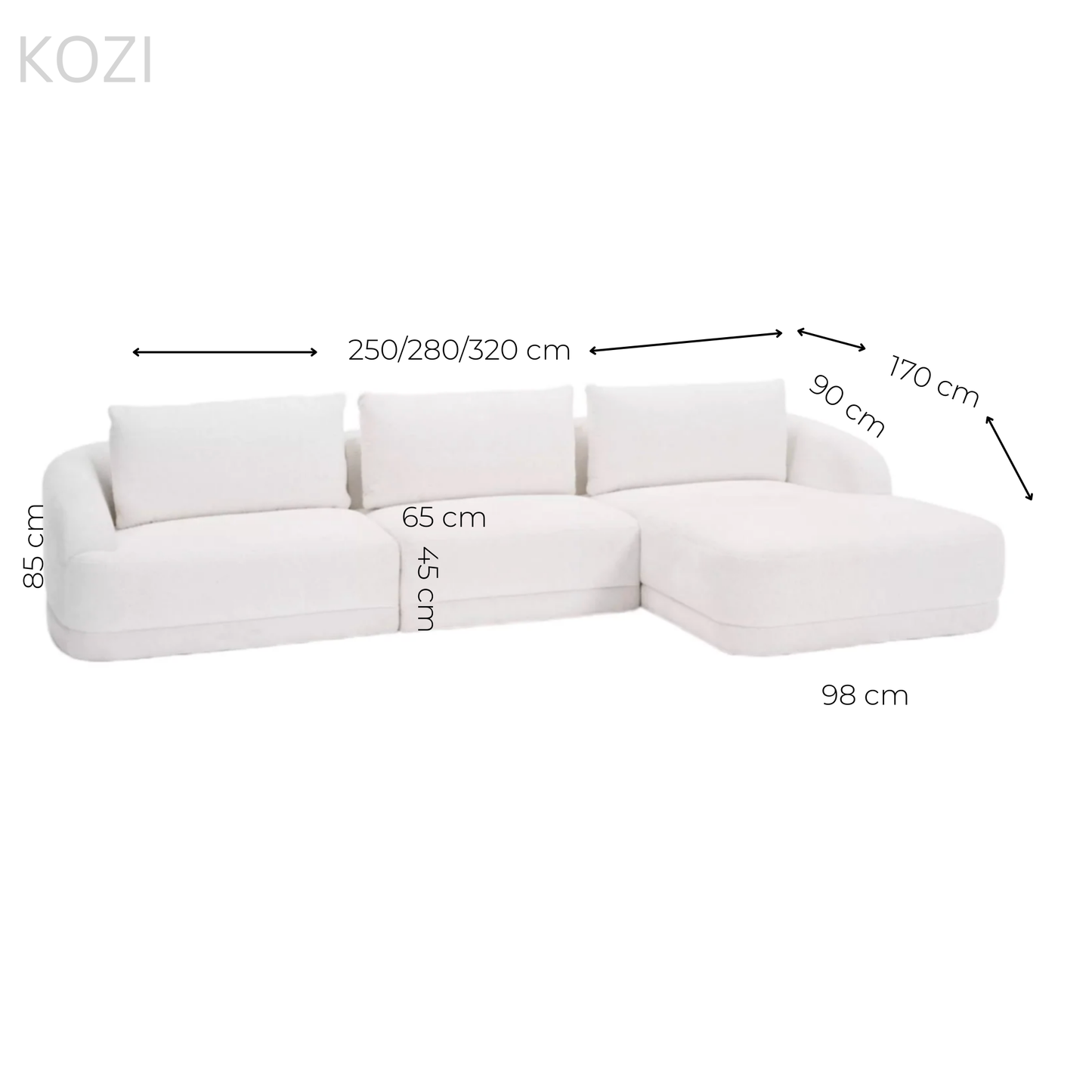 NOVAIRE Performance Boucle Sectional Sofa