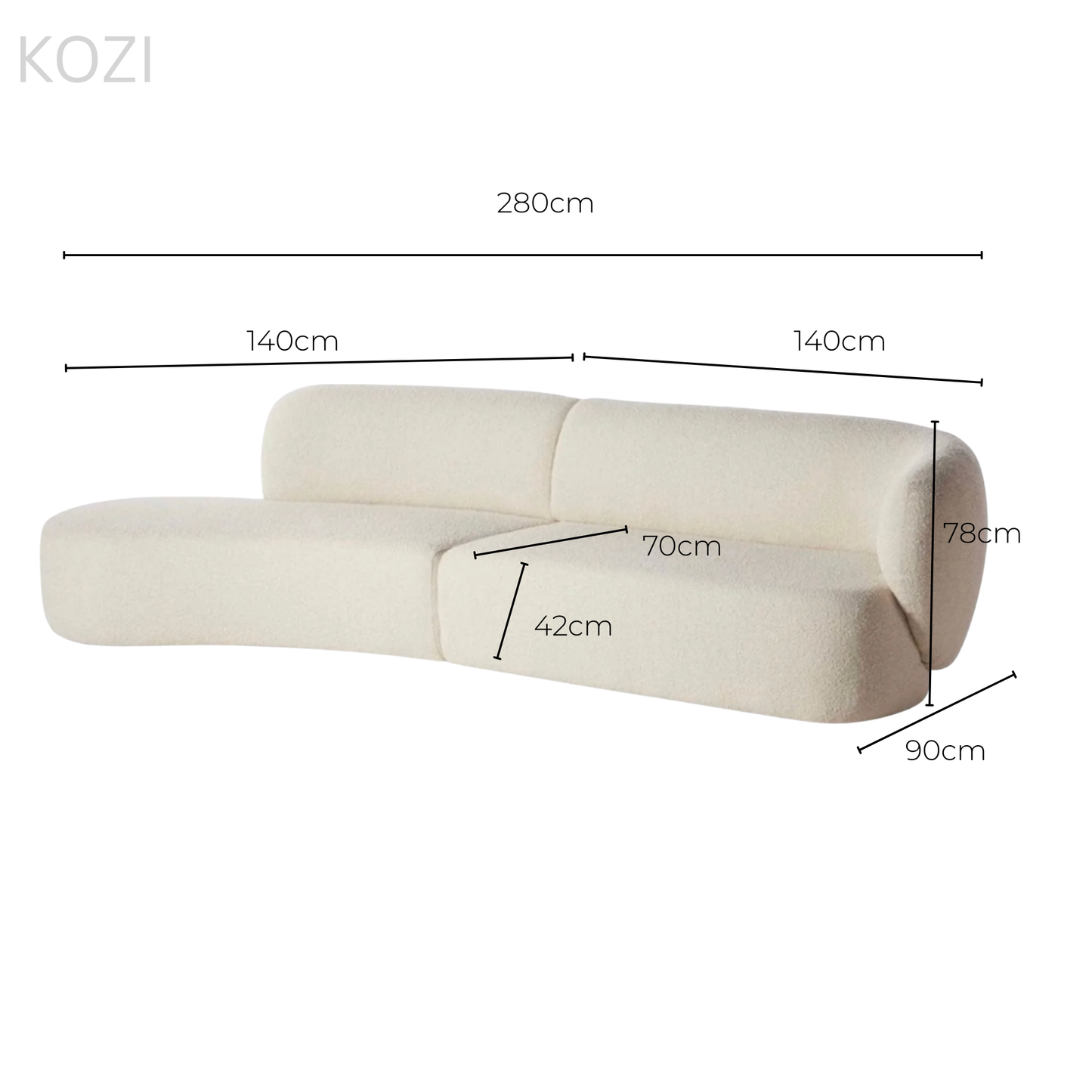 ALTHEA Performance Boucle Curve Sofa