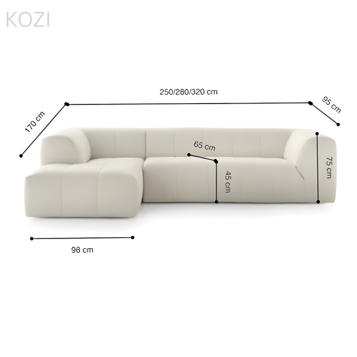 SOREN Scratch Resistant Sectional Sofa with Channel Tuftings