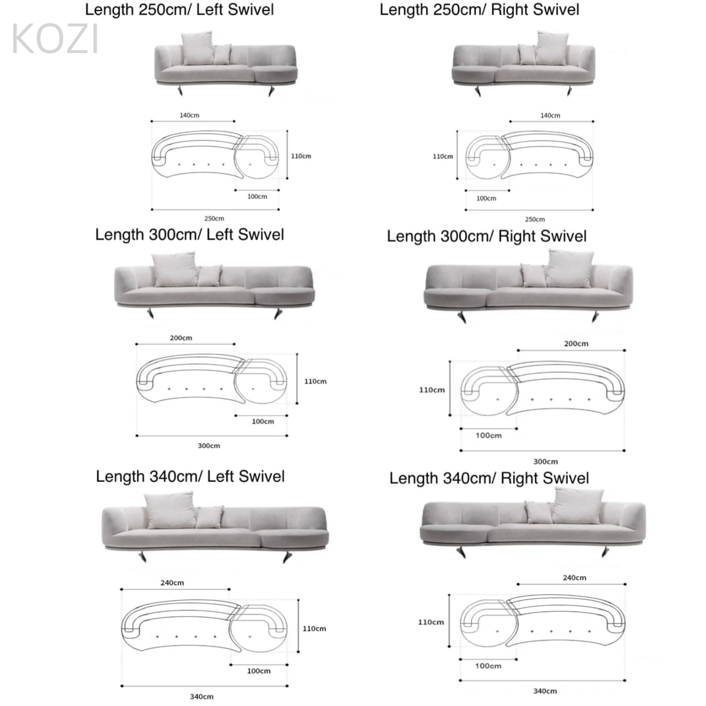 ZAVIEN Swivel Chair Curve Sofa