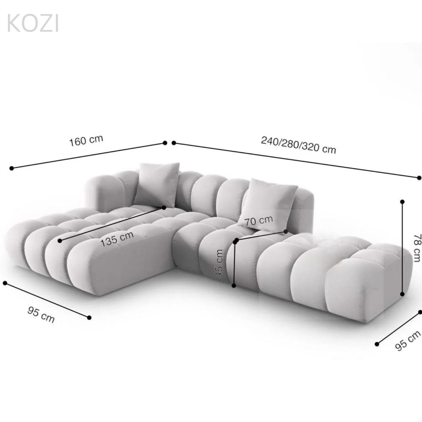 Ali Scratch Resistant Sectional Extended Chaise Sofa