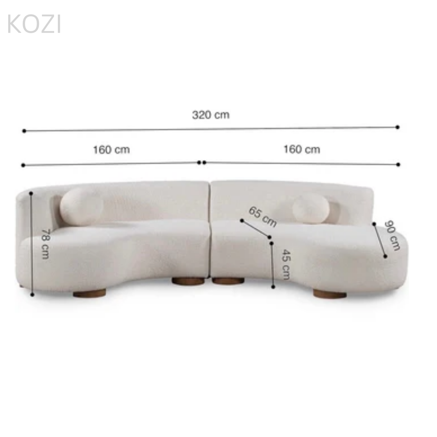 Bryson Sectional Boucle Curve Sofa