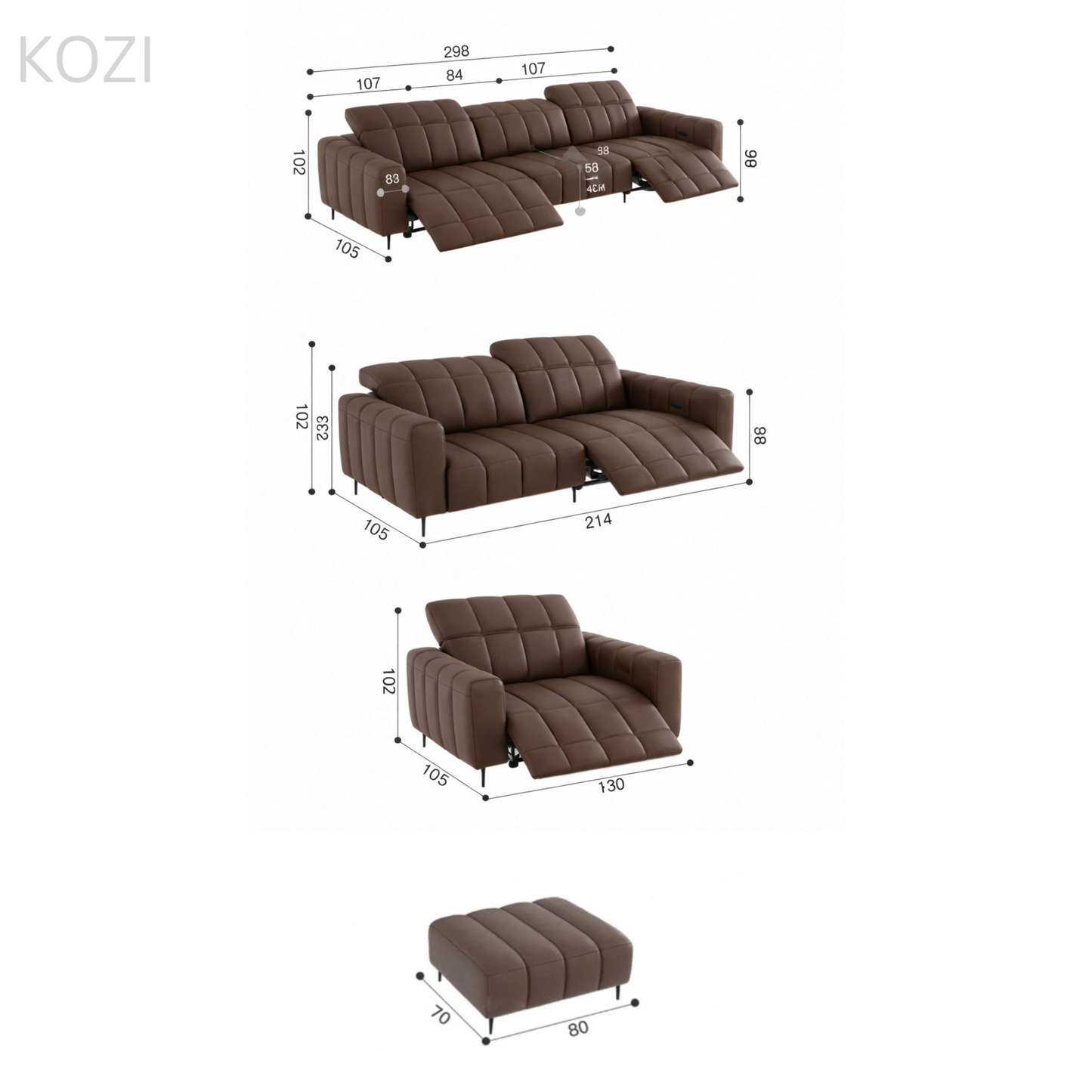 Johan Electric Recliner Leather Sofa
