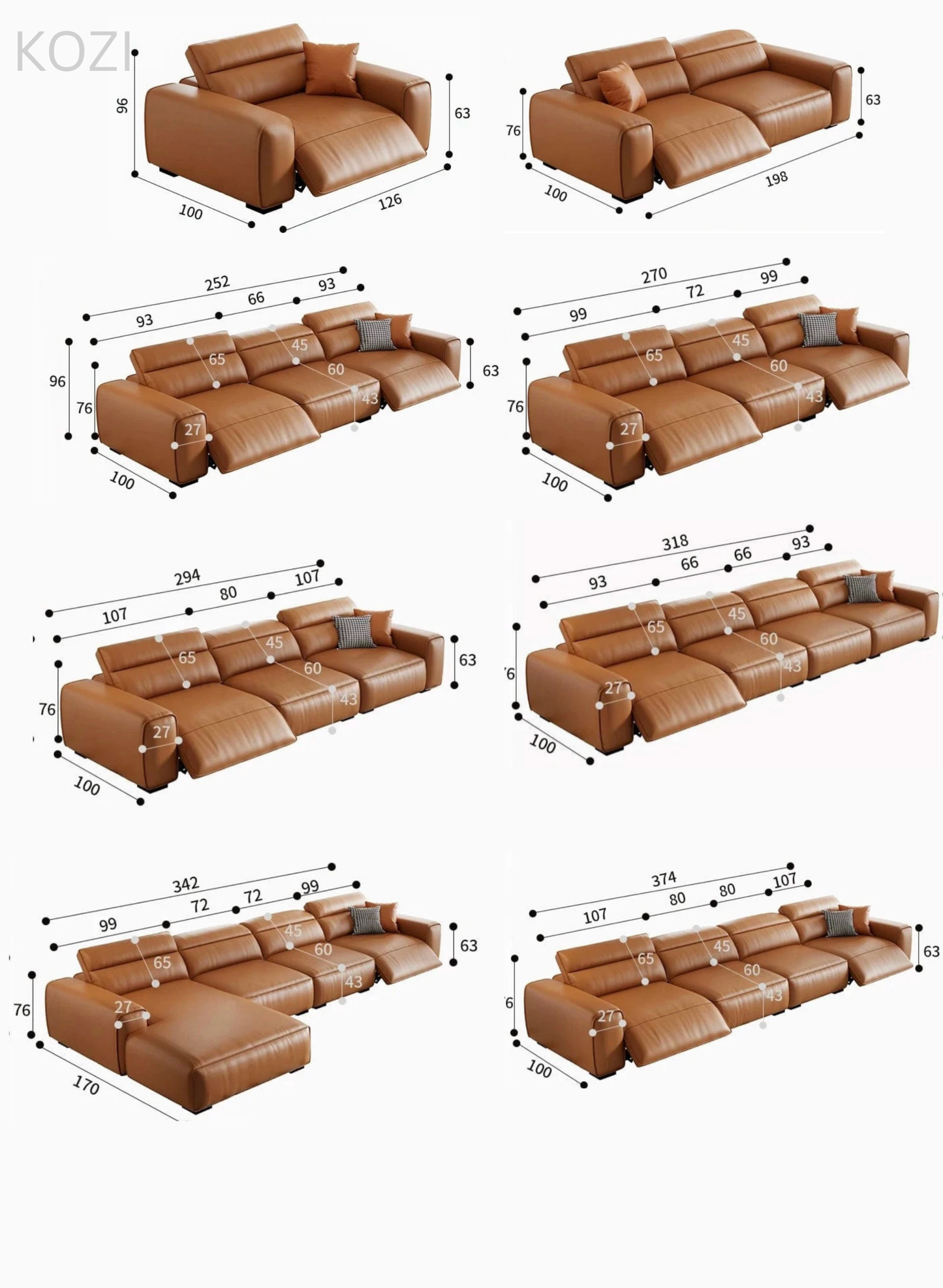 Jackie Electric Recliner Leather L-shaped Sofa
