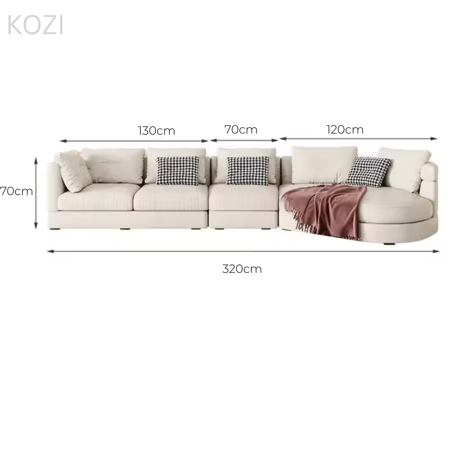 AVA Designer Sectional Round Chaise Sofa