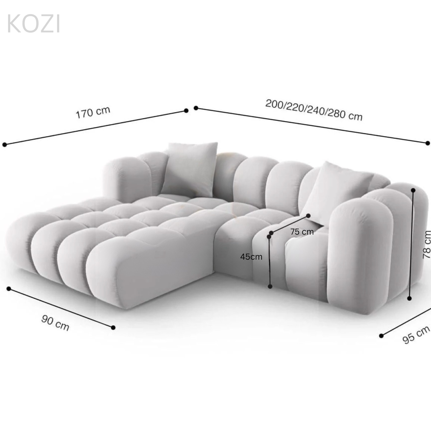 Ali Scratch Resistant Sectional Tufted Sofa