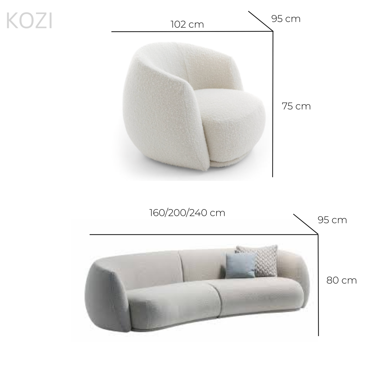 LUMEA Performance Boucle Curve Sofa