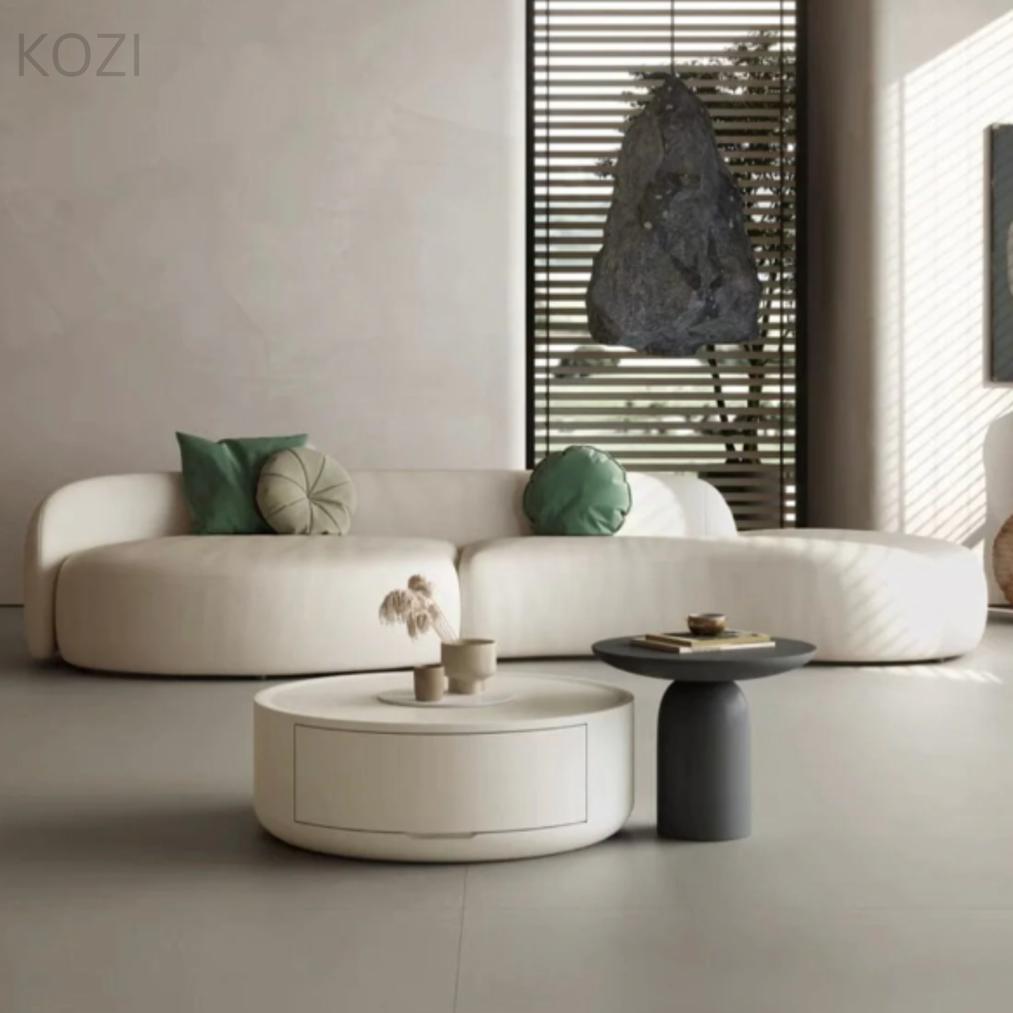 Aaliyah Scratch Resistant Leather Curve Sofa