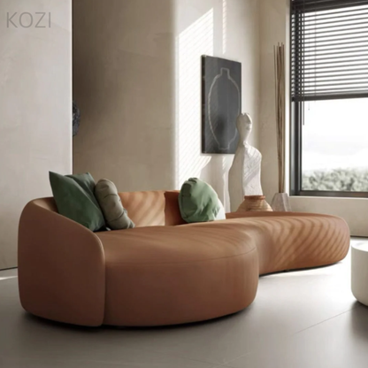 Aaliyah Scratch Resistant Leather Curve Sofa