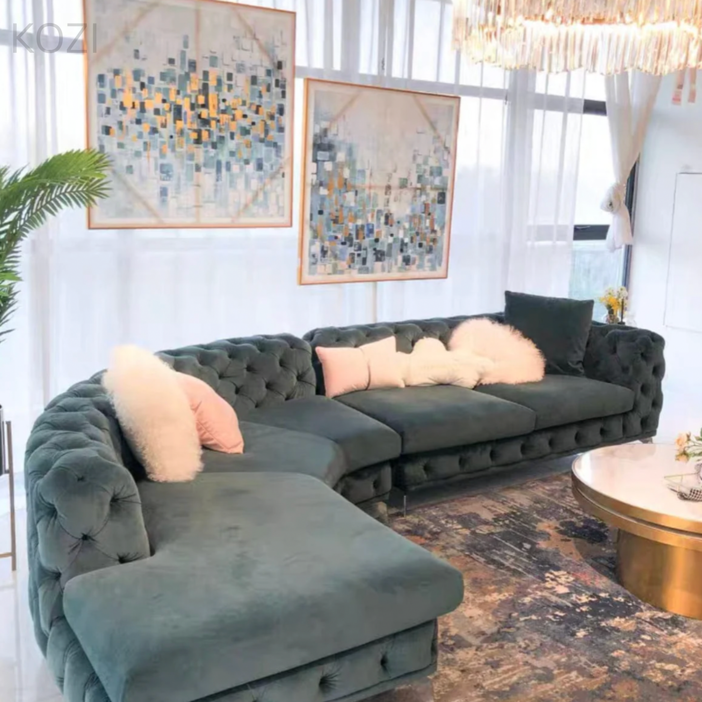 Gemini Tufted Sectional Sofa