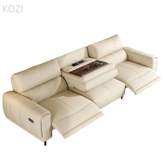 HAYDEN Genuine Cowhide Leather Electric Recliner Sofa