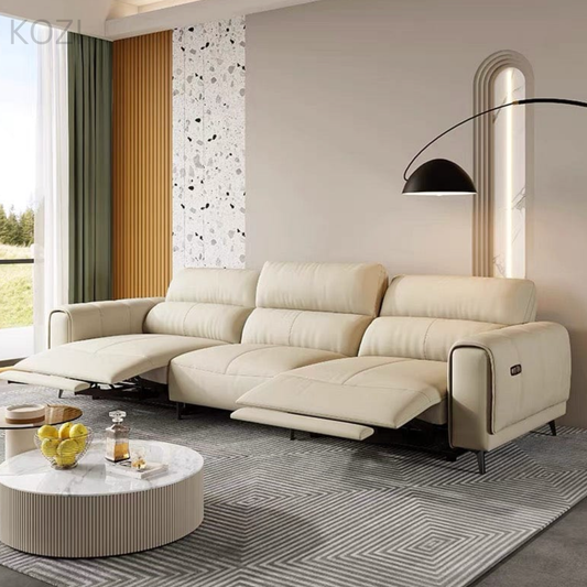 HAYDEN Genuine Cowhide Leather Electric Recliner Sofa