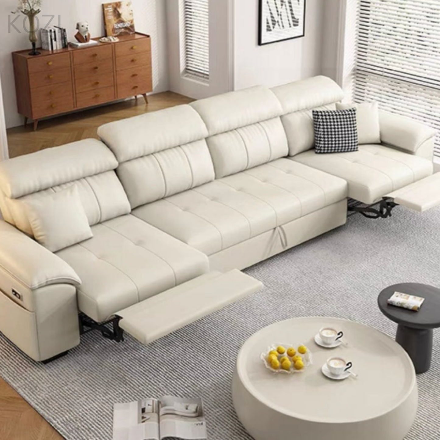 Kuma Scratch Resistant Leather Electric Recliner Sofa Bed