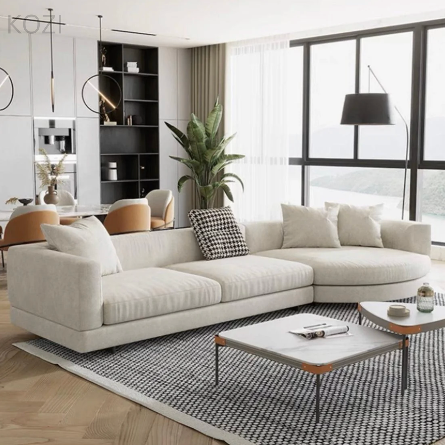 Tado Designer Round Chaise Sectional Sofa