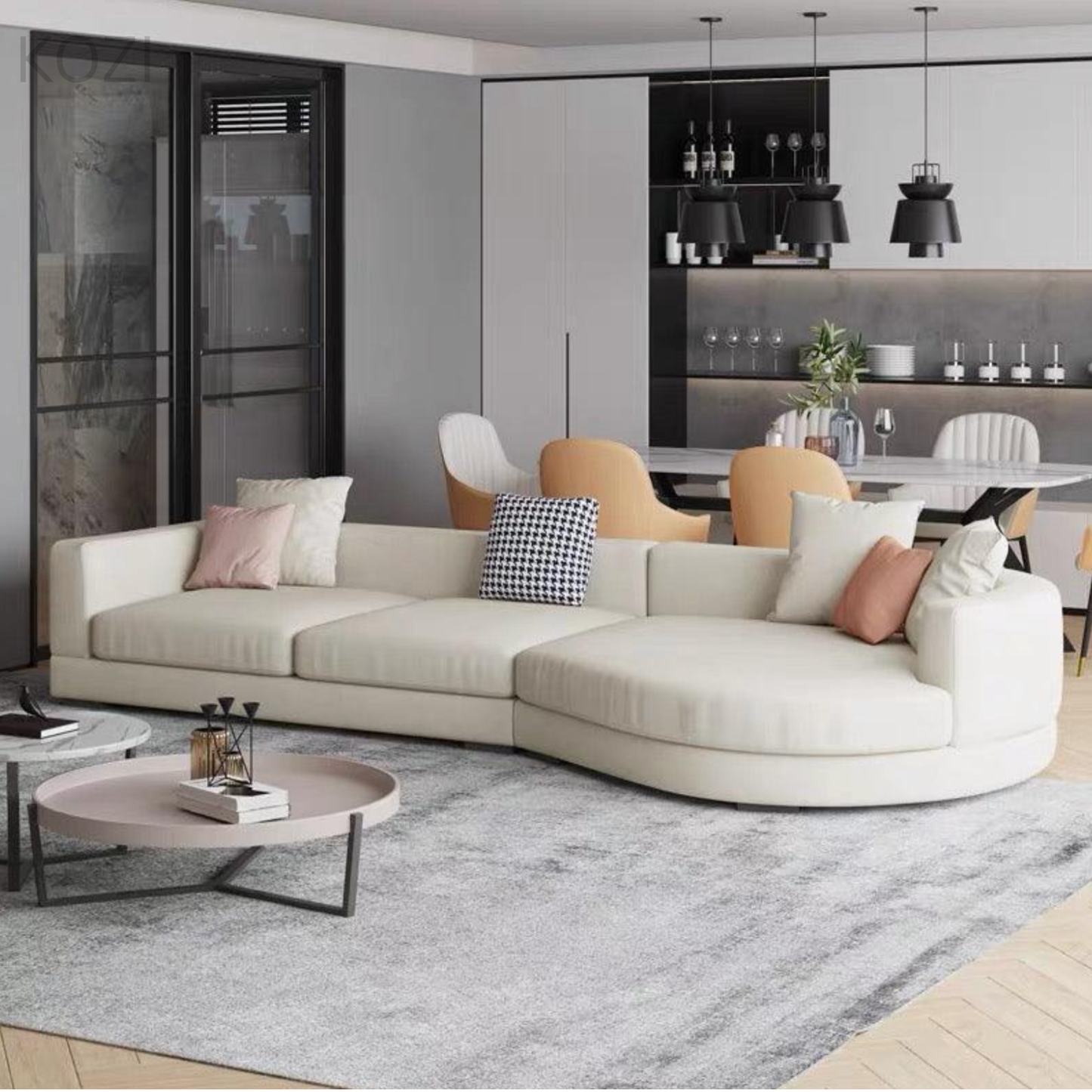 Tado Designer Round Chaise Sectional Sofa