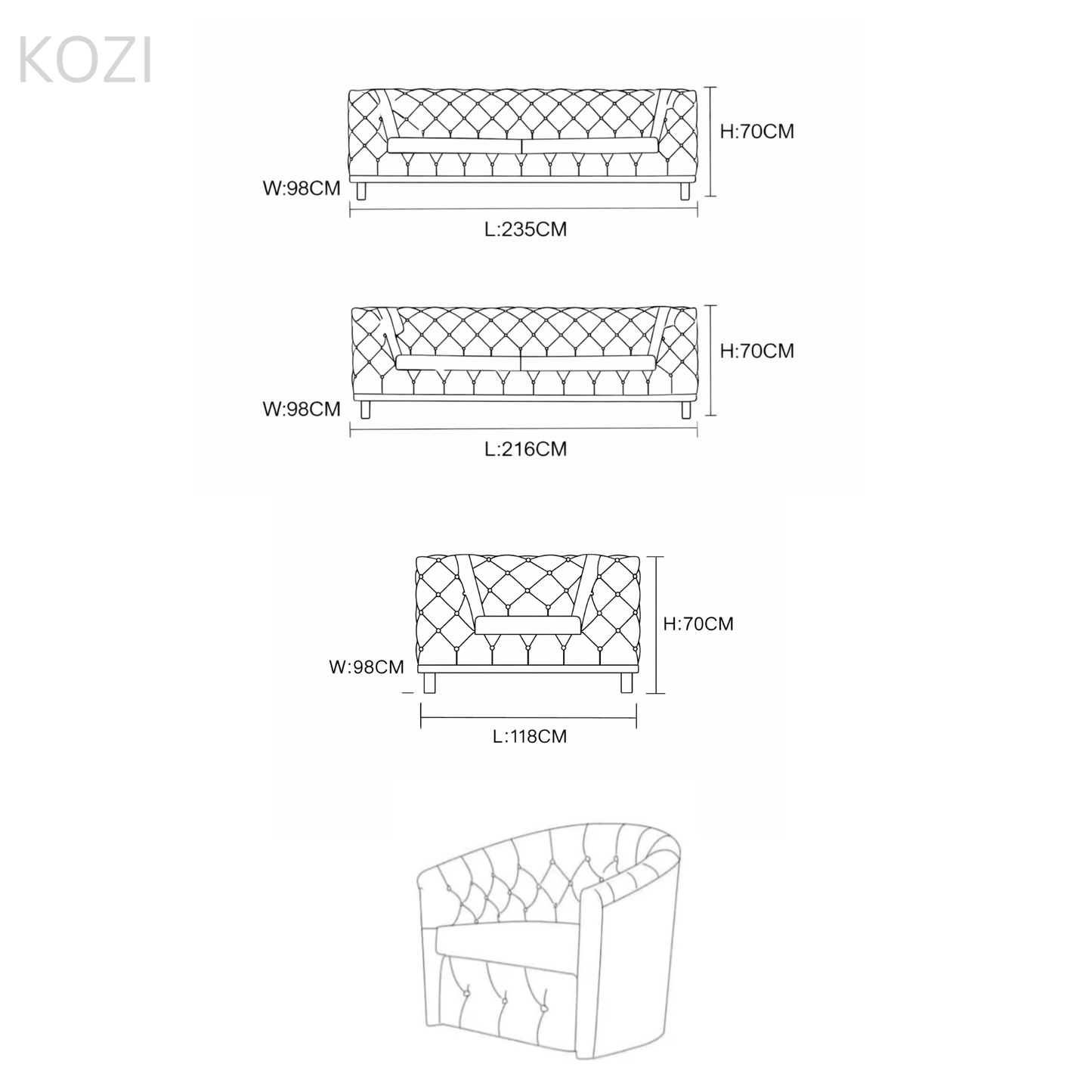 Gemini Tufted Sectional Sofa