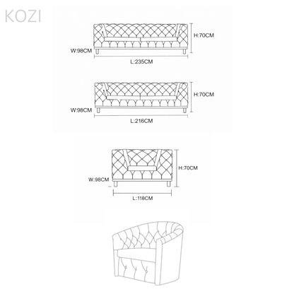 Gemini Tufted Sectional Sofa
