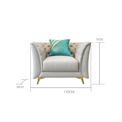 Jihan Leather Tufted Chesterfield Sectional Sofa