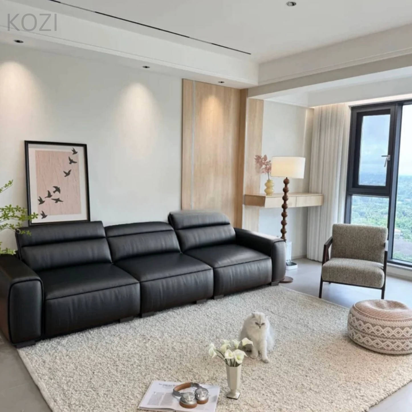 Jackie Electric Recliner Leather L-shaped Sofa