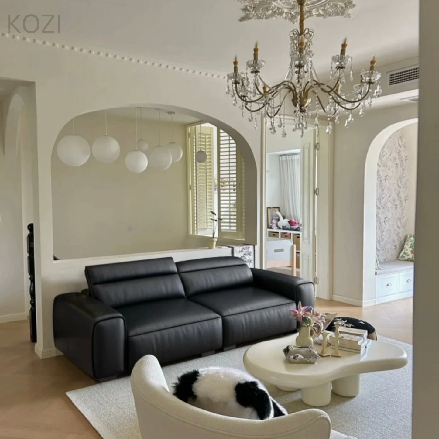 Jackie Electric Recliner Leather L-shaped Sofa