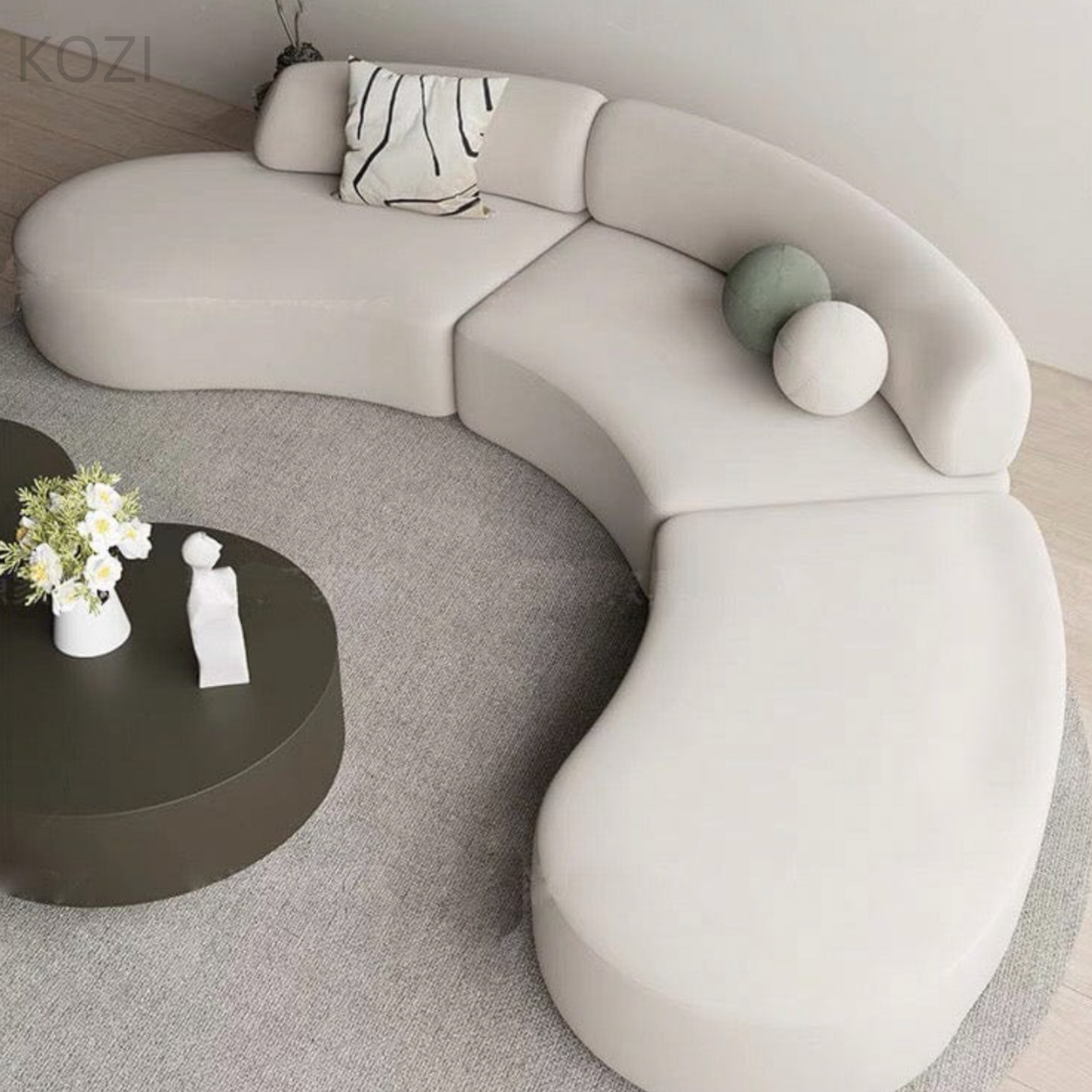 ORVIA Scratch Resistant Sectional Curve Sofa