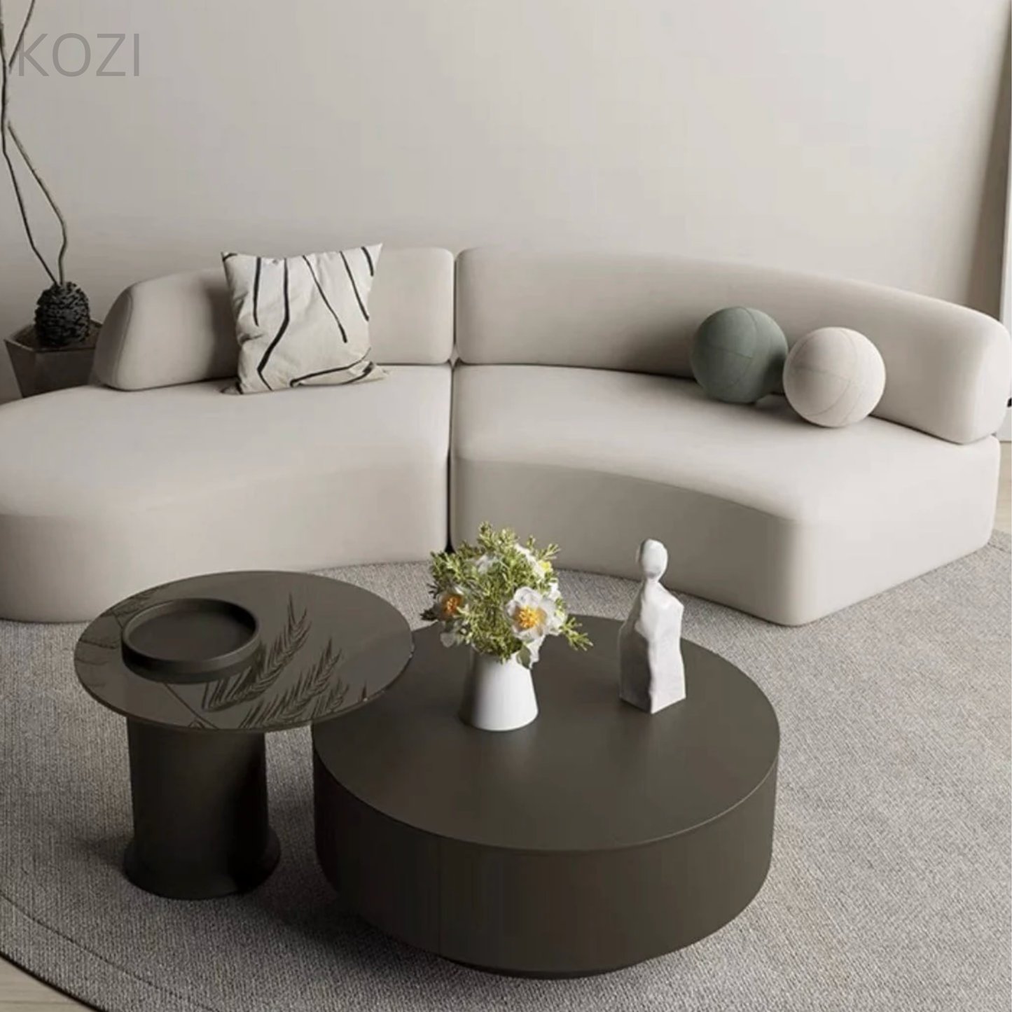 ORVIA Scratch Resistant Sectional Curve Sofa