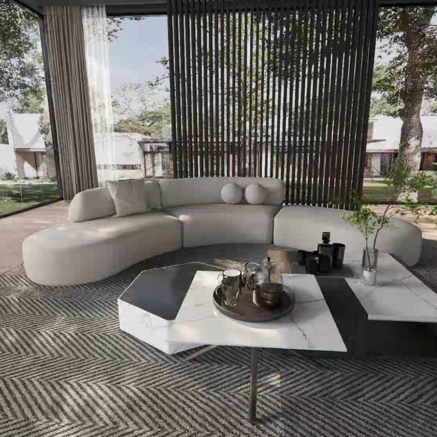 ORVIA Scratch Resistant Sectional Curve Sofa