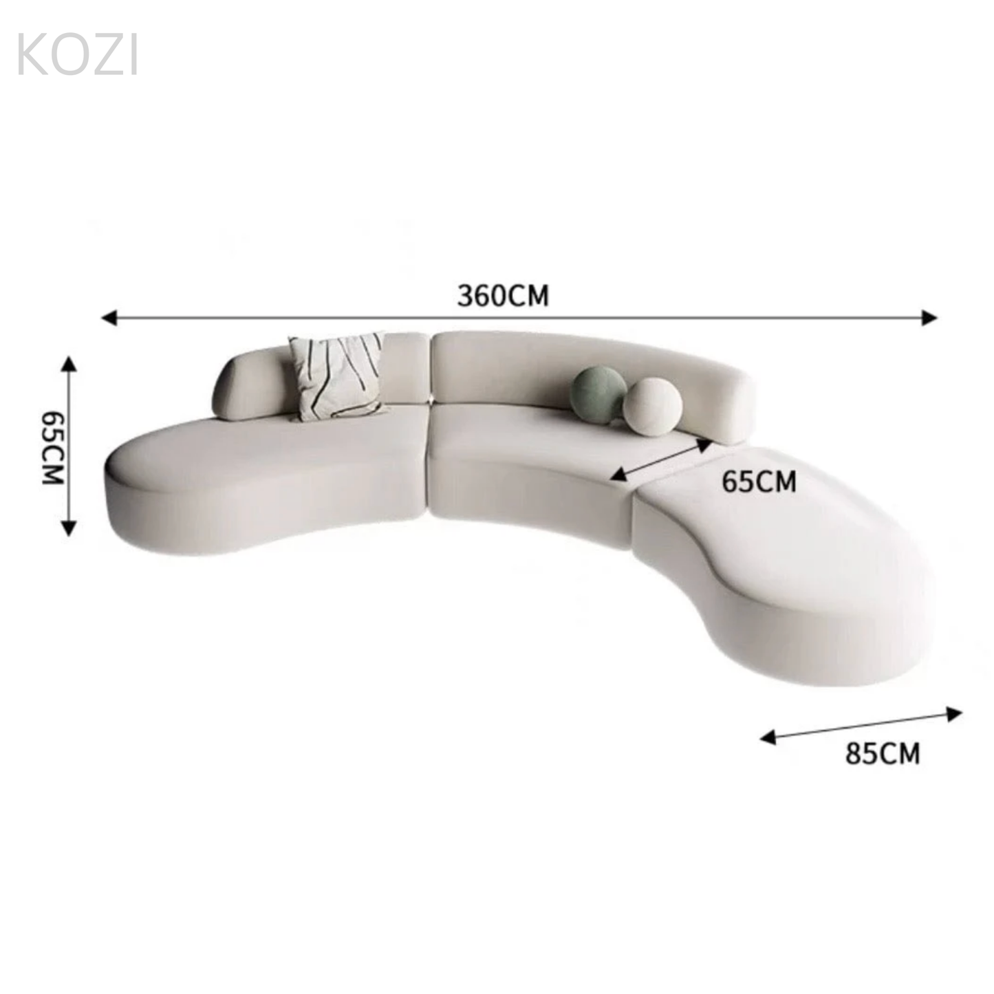 ORVIA Scratch Resistant Sectional Curve Sofa