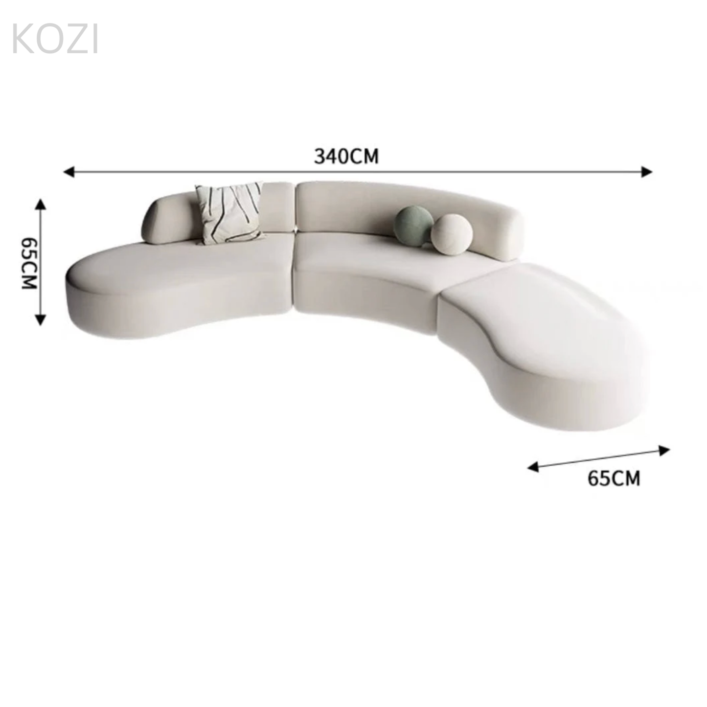 ORVIA Scratch Resistant Sectional Curve Sofa