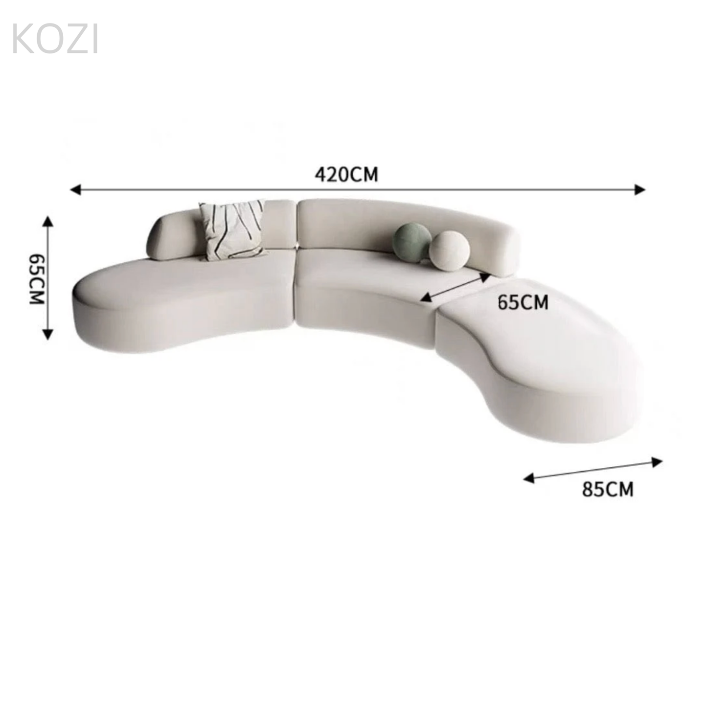 ORVIA Scratch Resistant Sectional Curve Sofa