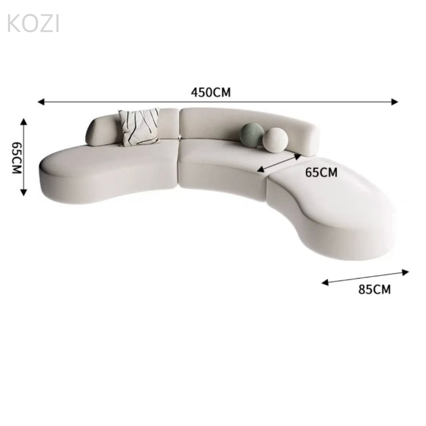 ORVIA Scratch Resistant Sectional Curve Sofa