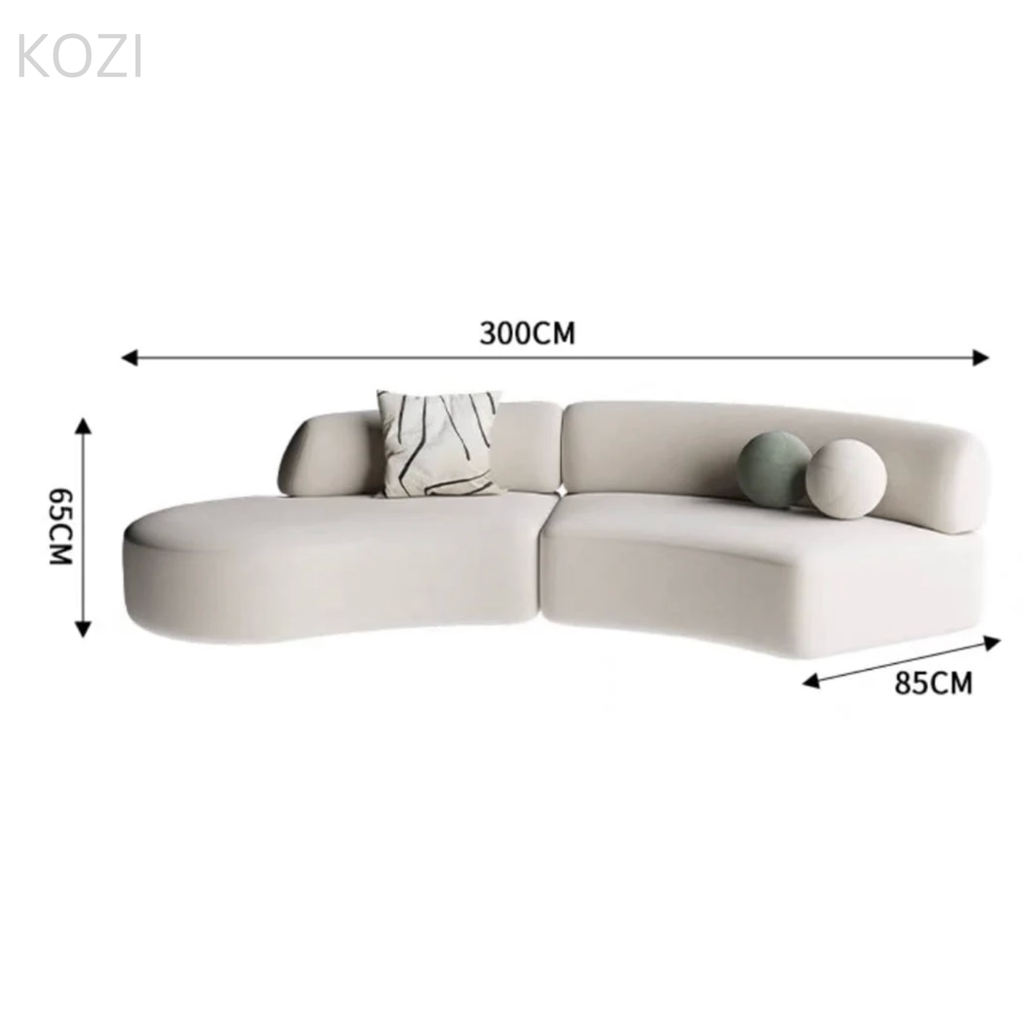 ORVIA Scratch Resistant Sectional Curve Sofa