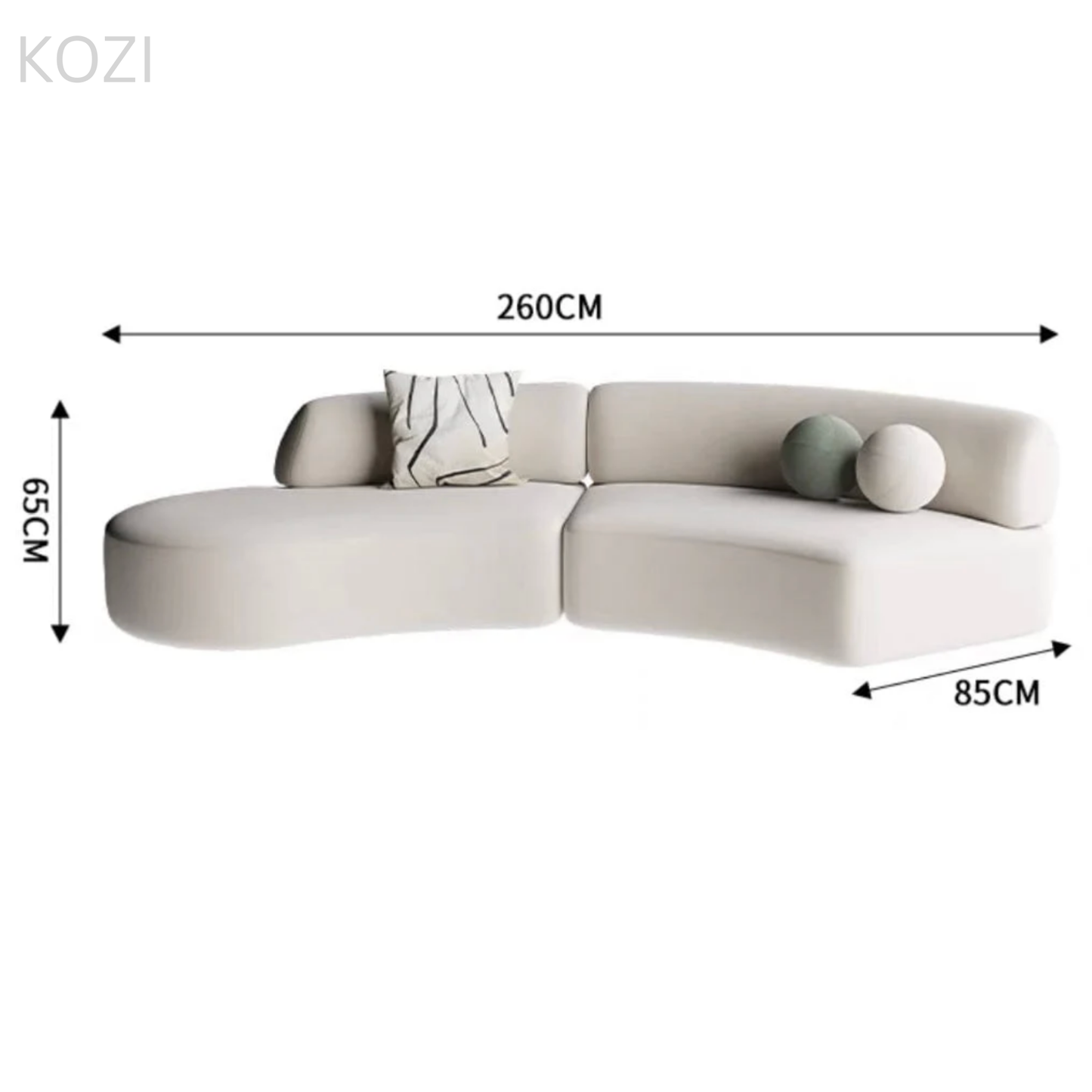 ORVIA Scratch Resistant Sectional Curve Sofa