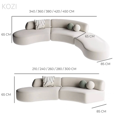 ORVIA Scratch Resistant Sectional Curve Sofa