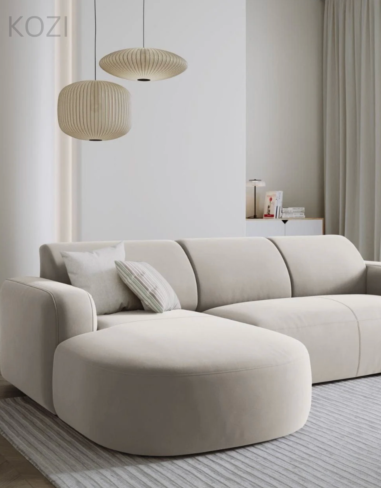 VELORA Scratch Resistant Sectional Curve Chaise Sofa