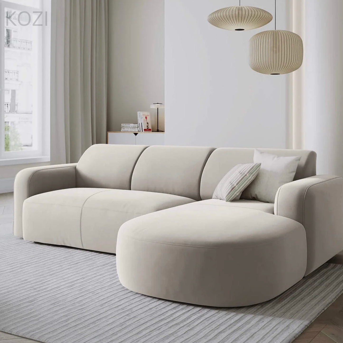 VELORA Scratch Resistant Sectional Curve Chaise Sofa