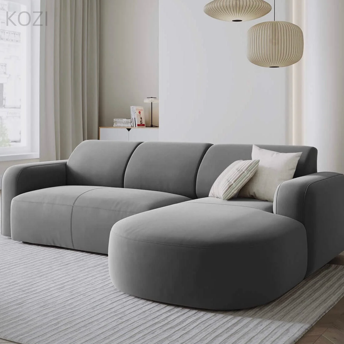 VELORA Scratch Resistant Sectional Curve Chaise Sofa