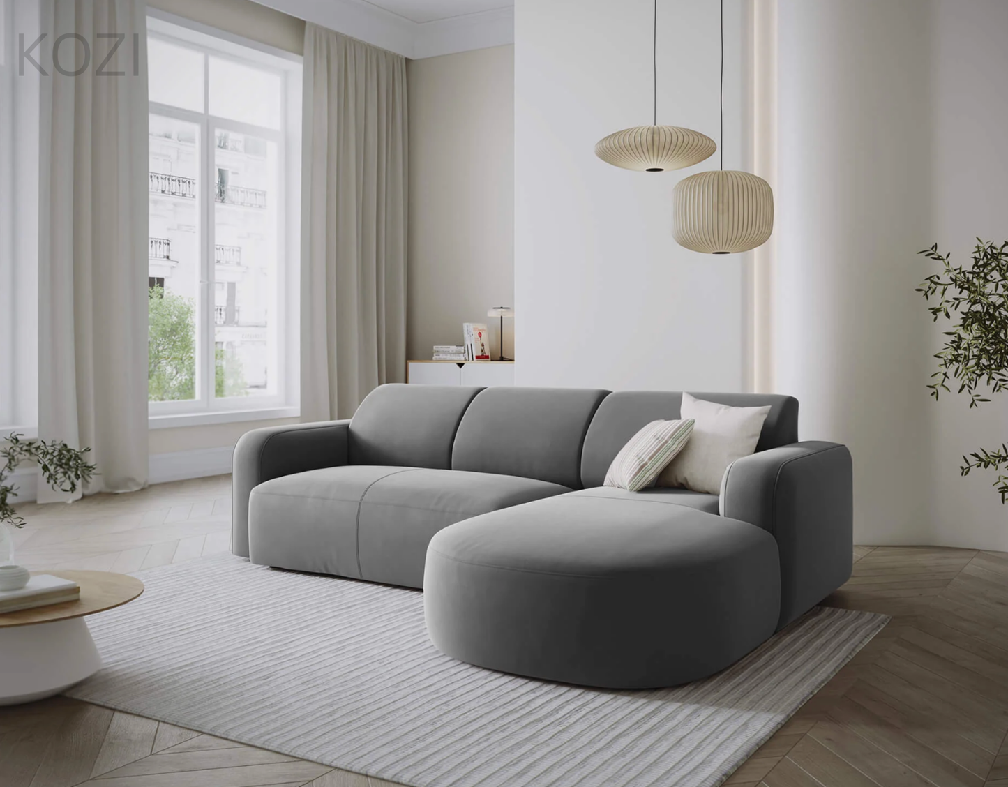 VELORA Scratch Resistant Sectional Curve Chaise Sofa