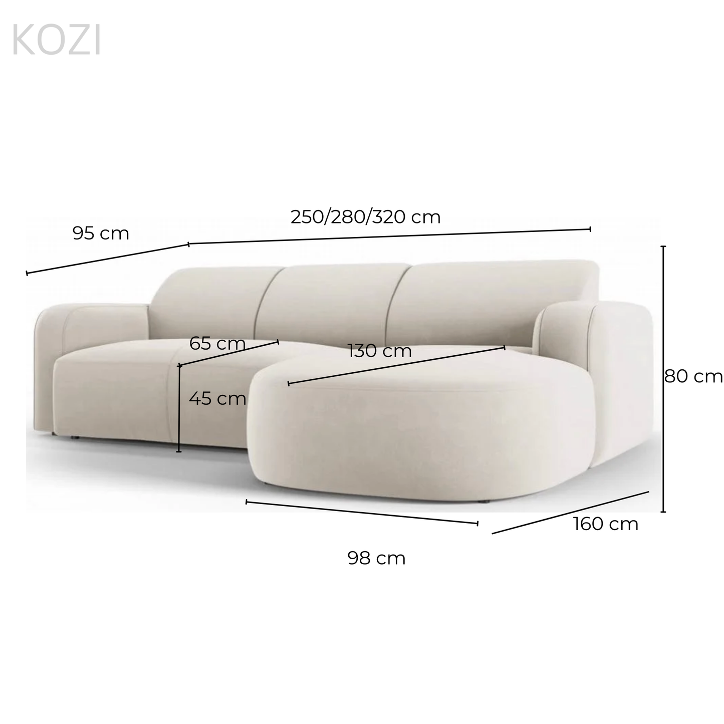 VELORA Scratch Resistant Sectional Curve Chaise Sofa