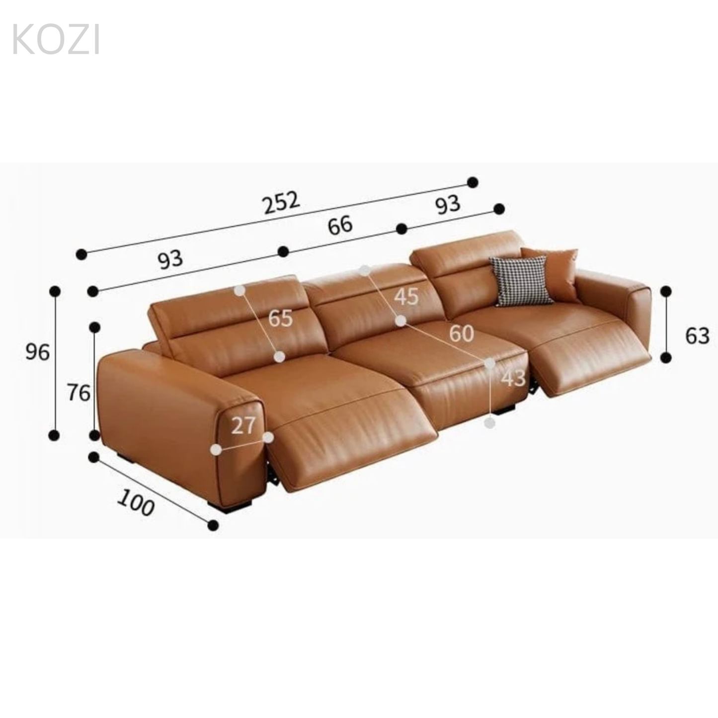 Jackie Electric Recliner Leather L-shaped Sofa